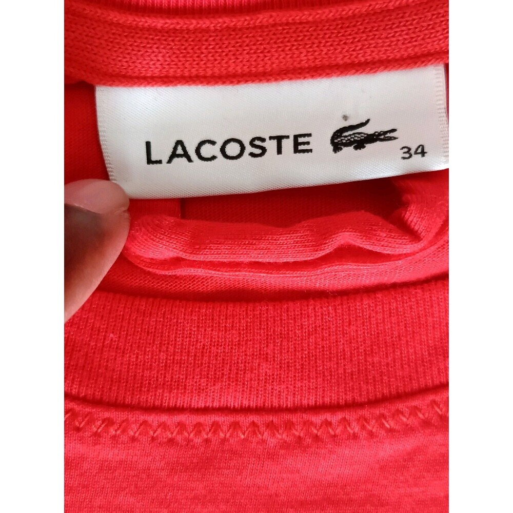 Lacoste Dress Women's Size 34 Red Stripe Embroidered Crocodile Pockets - Picture 3 of 6